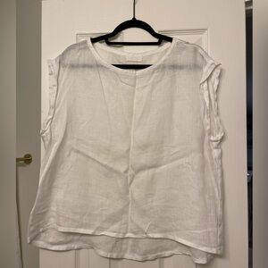 CP SHADES Linen Cap Sleeve Top in White